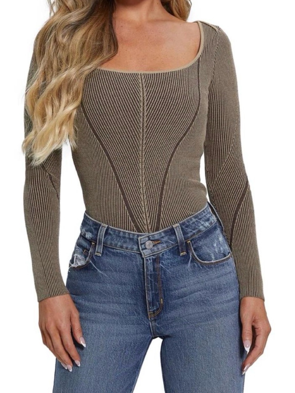 BNWOT - GUESS - Blandine Corset Detail Long Sleeve Sweater